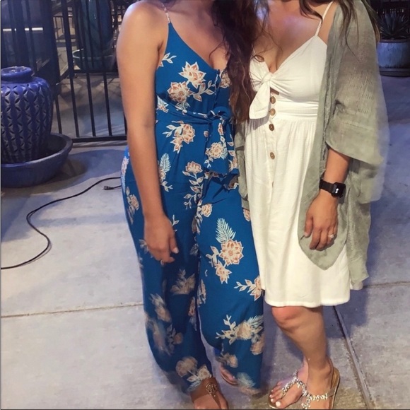 Roxy Floral Blue Jumpsuit - Picture 1 of 5